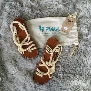Plaka woven sandals.